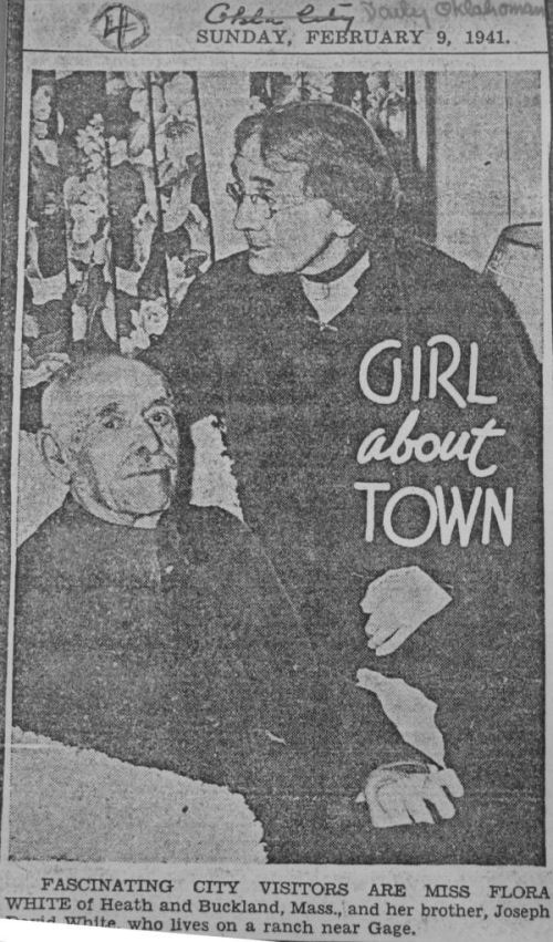 A newspaper clipping about Flora White
